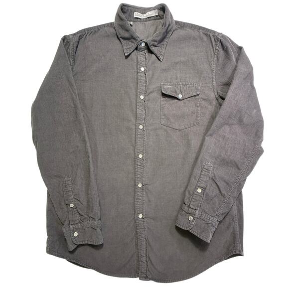 Criquet Other - CRIQUET Men's Gray Long Sleeve Shirt Corduroy Pearl Snap Pearl Size Large